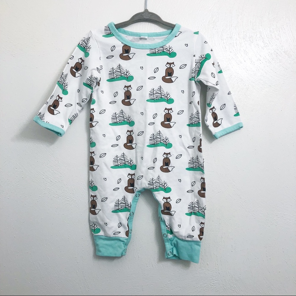 Teal Baby Fox Sleep Onesie